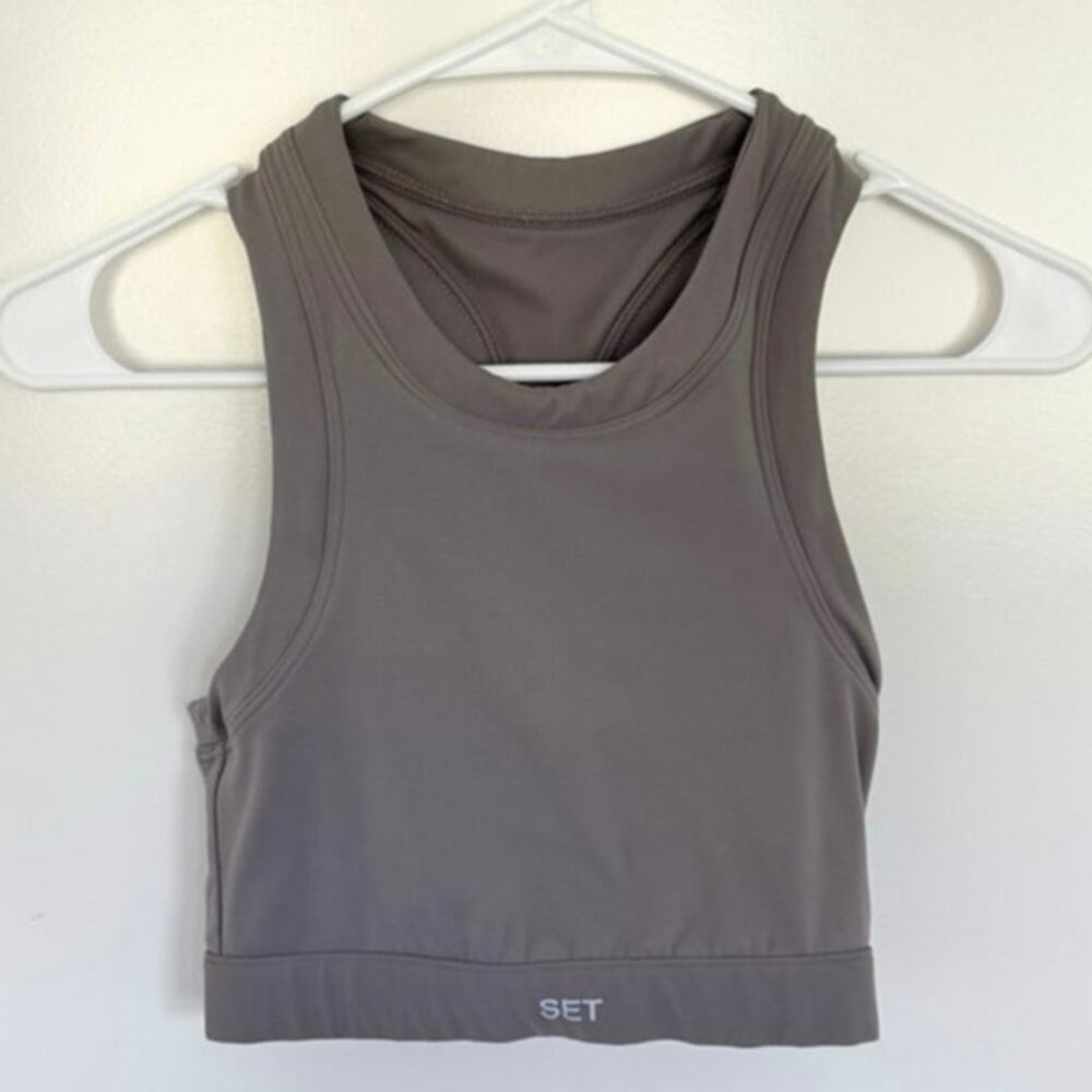 SET ACTIVE Sportbody High Neck Bra Stone Small - Picture 2 of 4